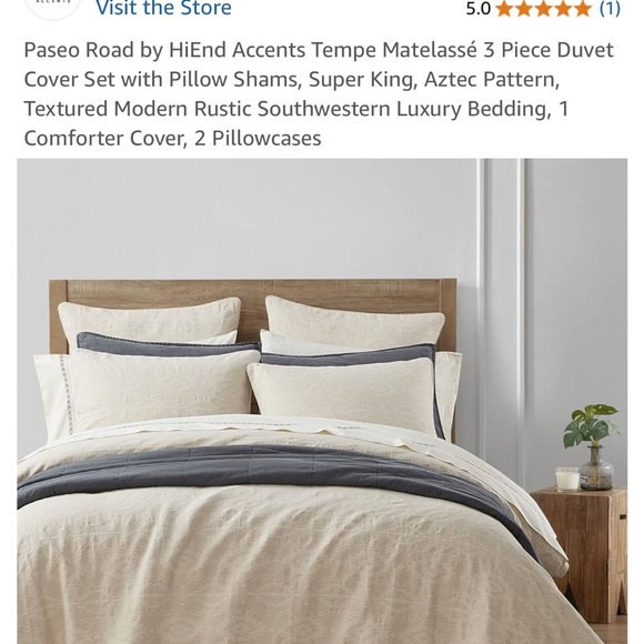 New Paseo Road by Hi End Duvet Cover set. Accents Tempe Matelasse 3 piece set - Picture 3 of 6